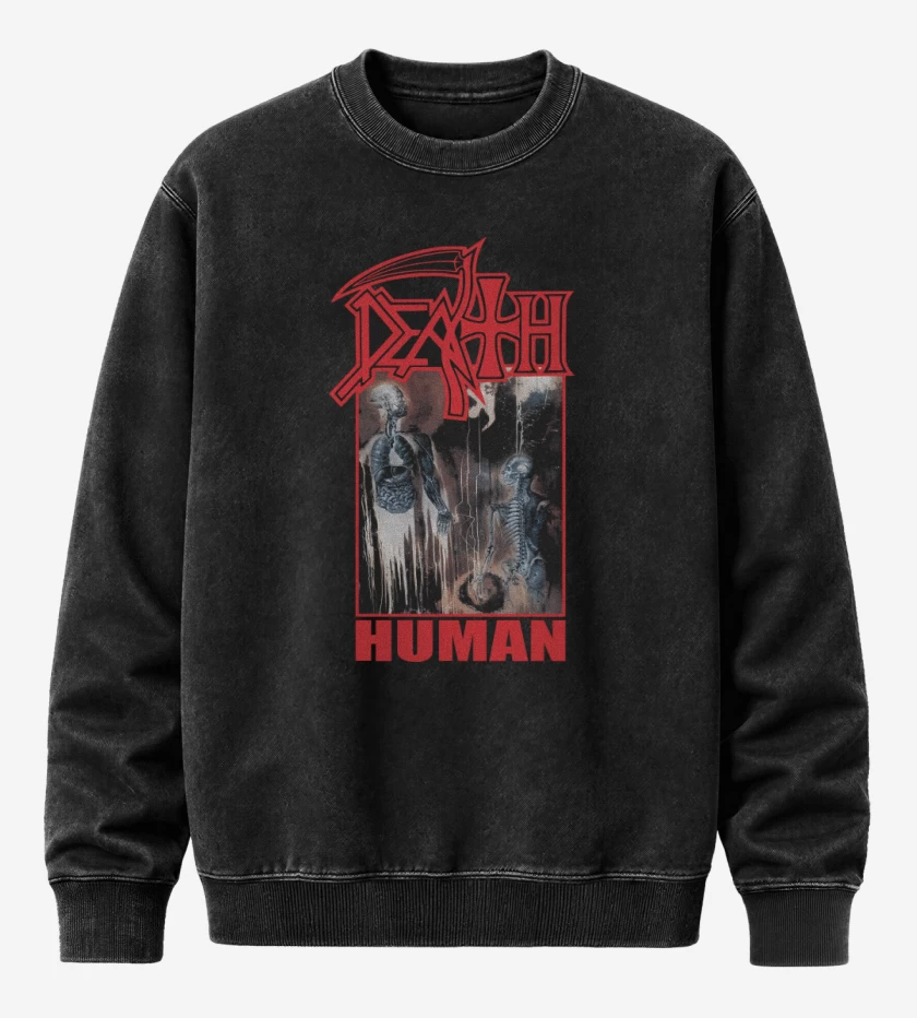Poleron Polo Acid Wash Negro de Death Human v2