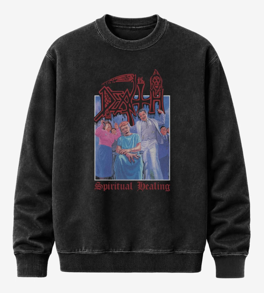 Poleron Polo Acid Wash Negro de Death Spiritual Healing v2