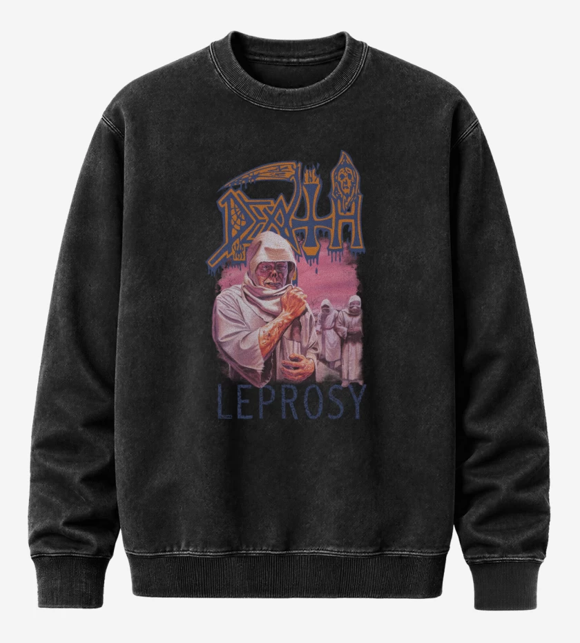 Poleron Polo Acid Wash Negro de Death Leprosy