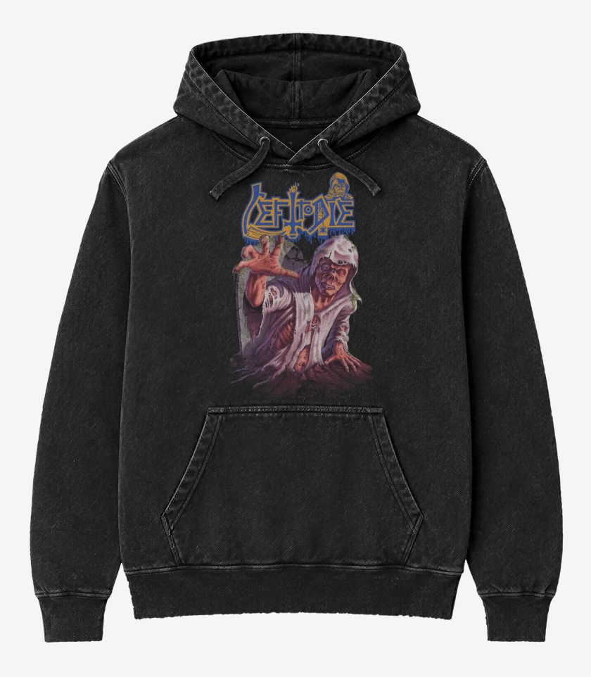 Poleron Canguro Acid Wash Negro de Left to Die Leprosy