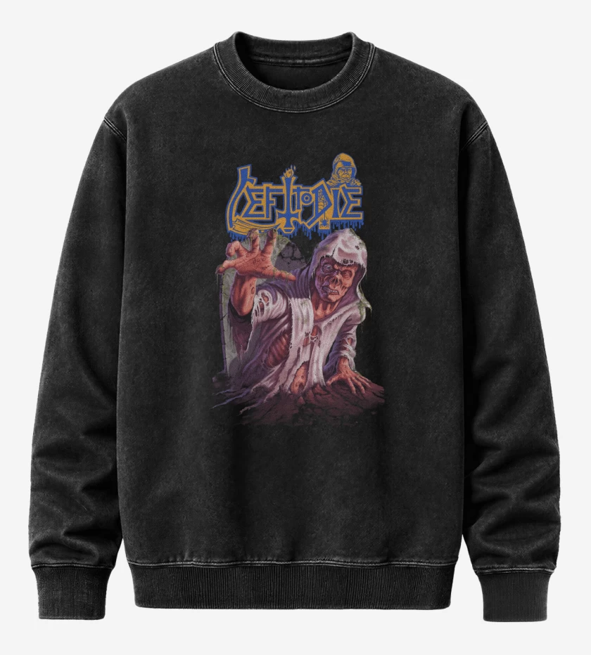 Poleron Polo Acid Wash Negro de Left to Die Leprosy