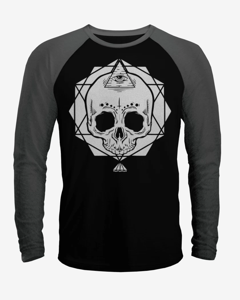 Polera Raglan White Skull