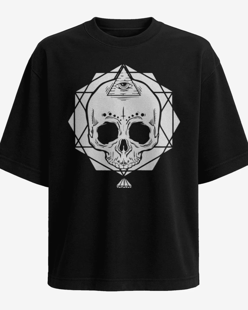 Polera Oversize Negro de White Skull