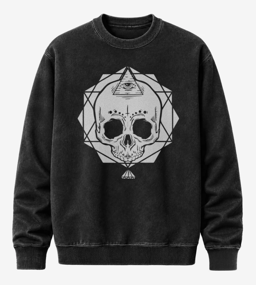 Poleron Polo Acid Wash Negro de White Skull