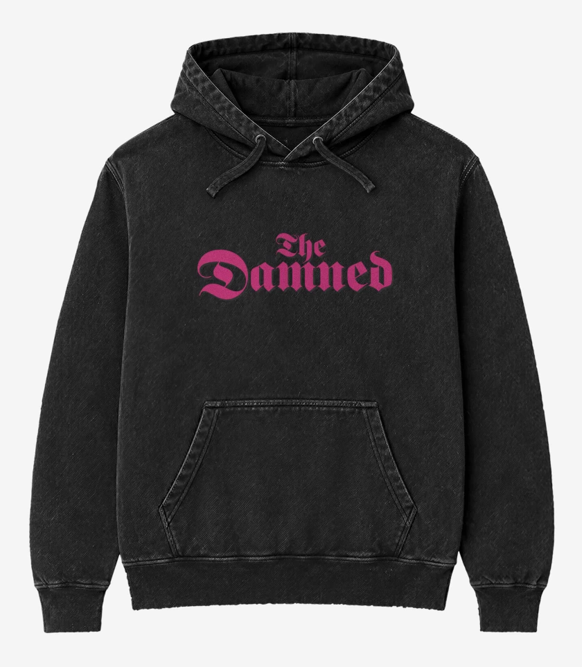 Poleron Canguro Acid Wash Negro de The Damned Logo