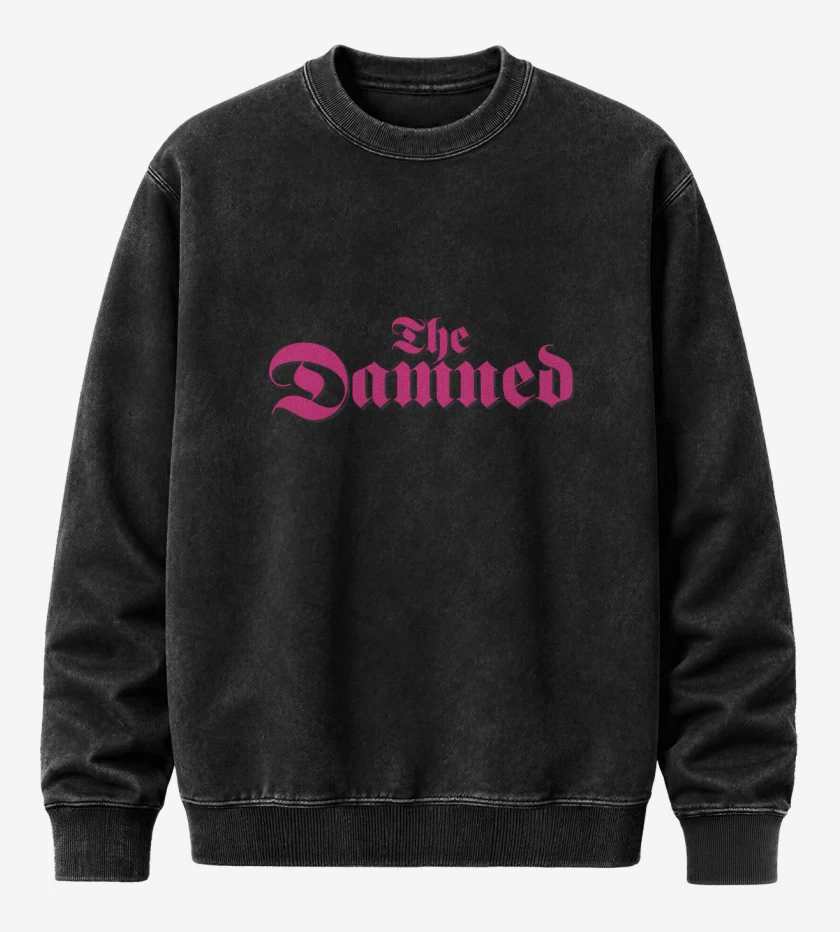 Poleron Polo Acid Wash Negro de The Damned Logo