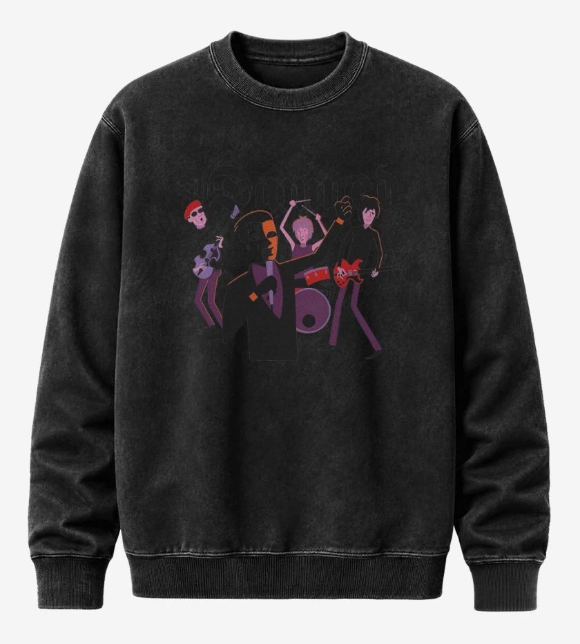 Poleron Polo Acid Wash Negro de The Damned Cartoon