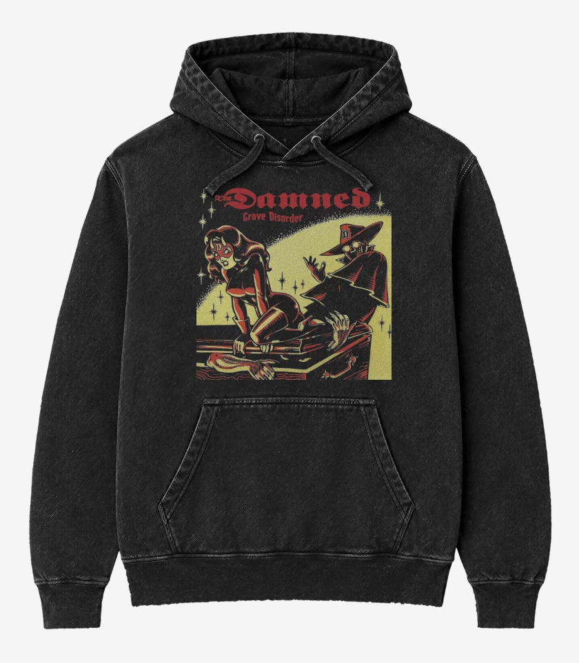 Poleron Canguro Acid Wash Negro de The Damned Grave Disorder