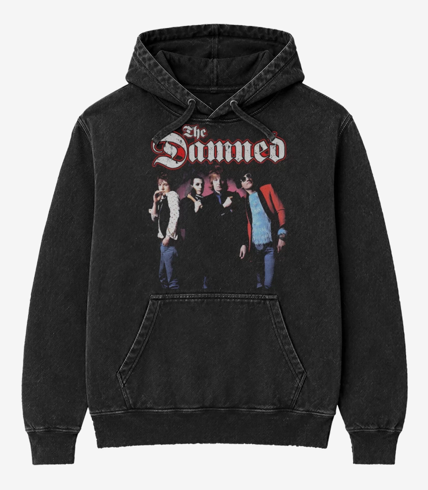 Poleron Canguro Acid Wash Negro de The Damned Band