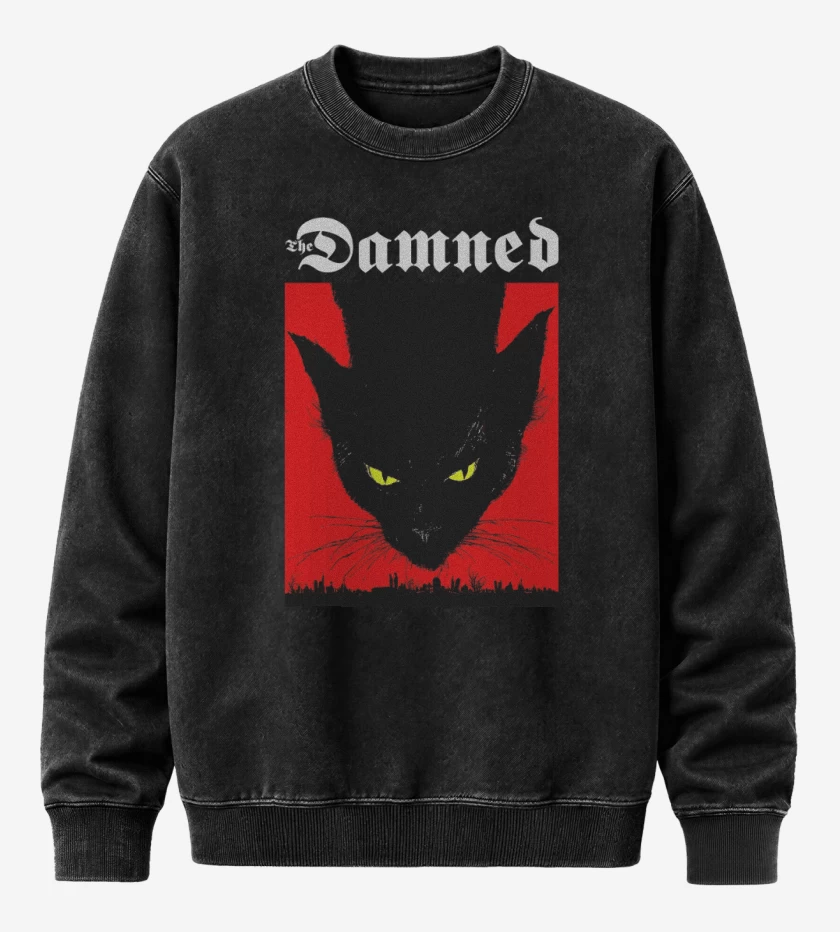 Poleron Polo Acid Wash Negro de The Damned The Black Cat