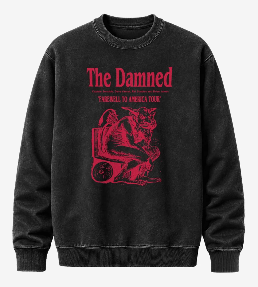 Poleron Polo Acid Wash Negro de The Damned Farewell To America