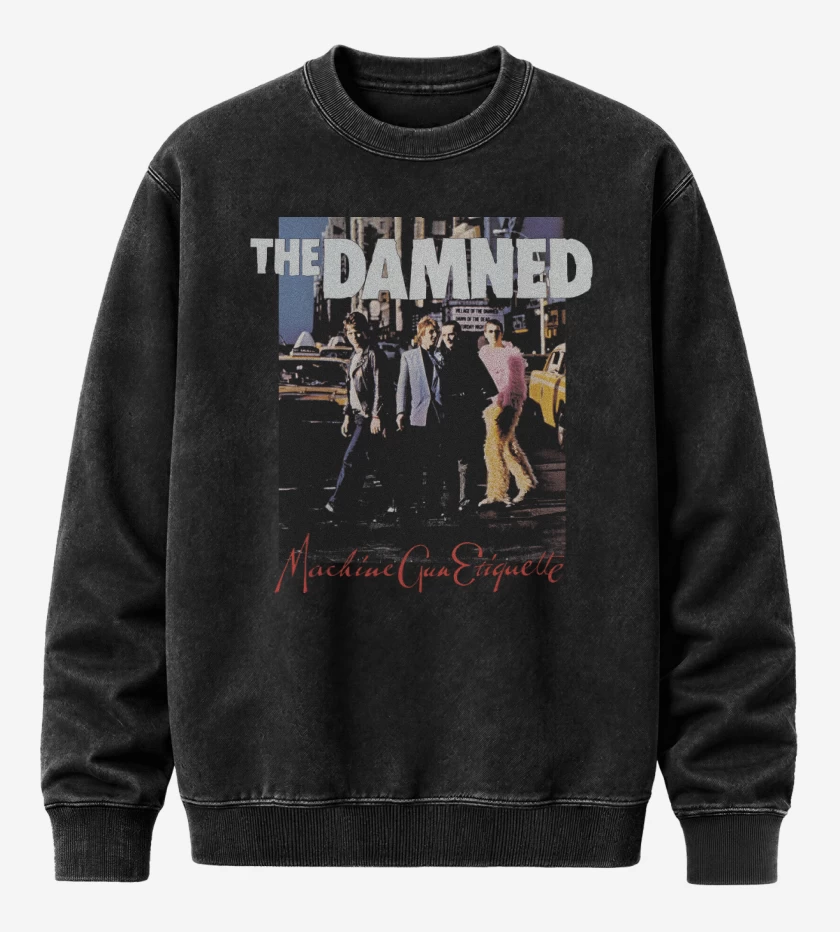 Poleron Polo Acid Wash Negro de The Damned Machine Gun Etiquette