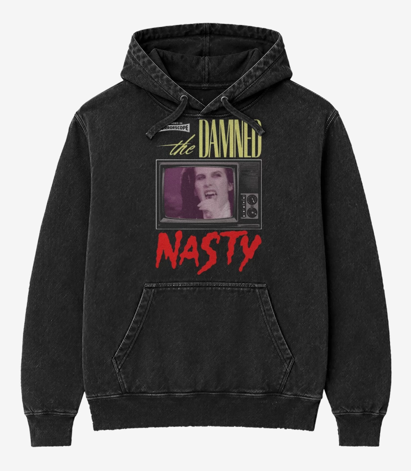 Poleron Canguro Acid Wash Negro de The Damned Nasty