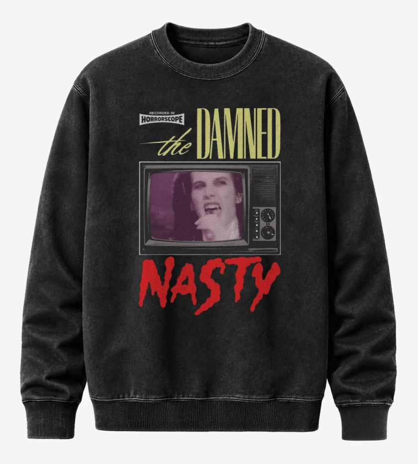 Poleron Polo Acid Wash Negro de The Damned Nasty