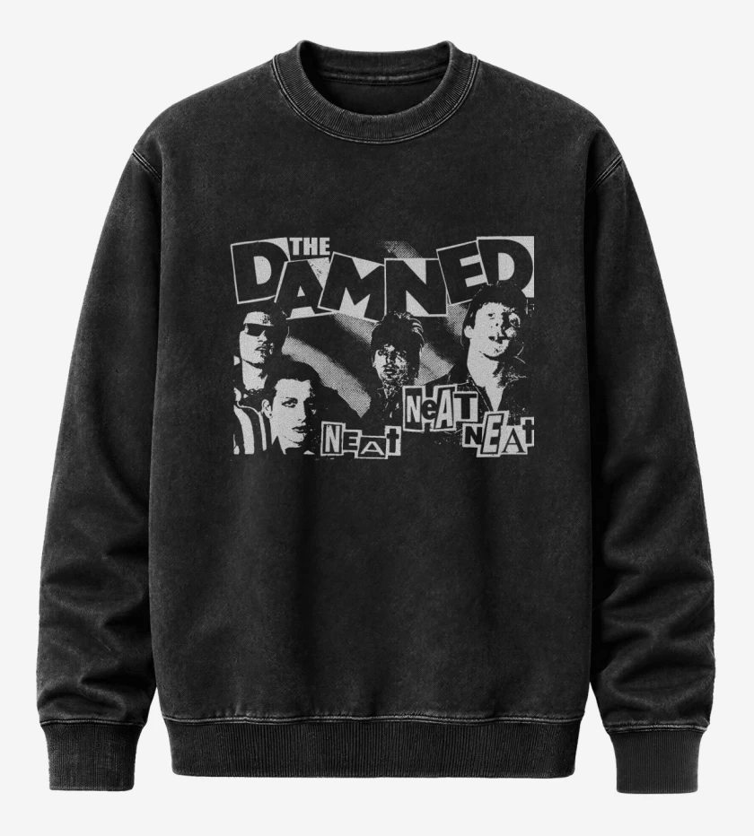 Poleron Polo Acid Wash Negro de The Damned Neat Neat Neat