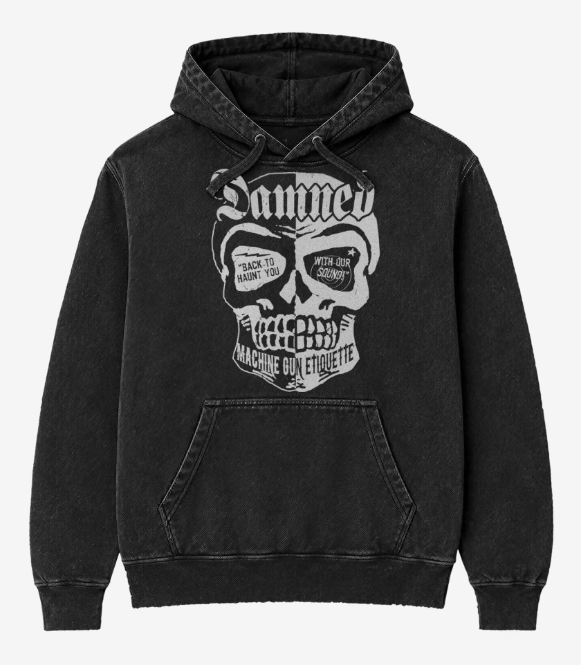 Poleron Canguro Acid Wash Negro de The Damned Skull