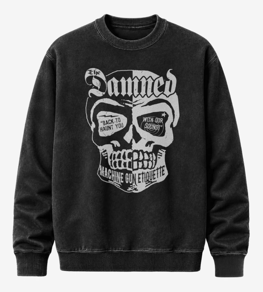 Poleron Polo Acid Wash Negro de The Damned Skull