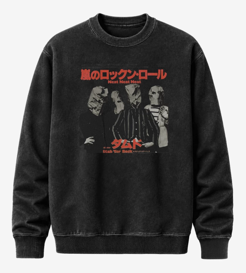 Poleron Polo Acid Wash Negro de The Damned Neat JP