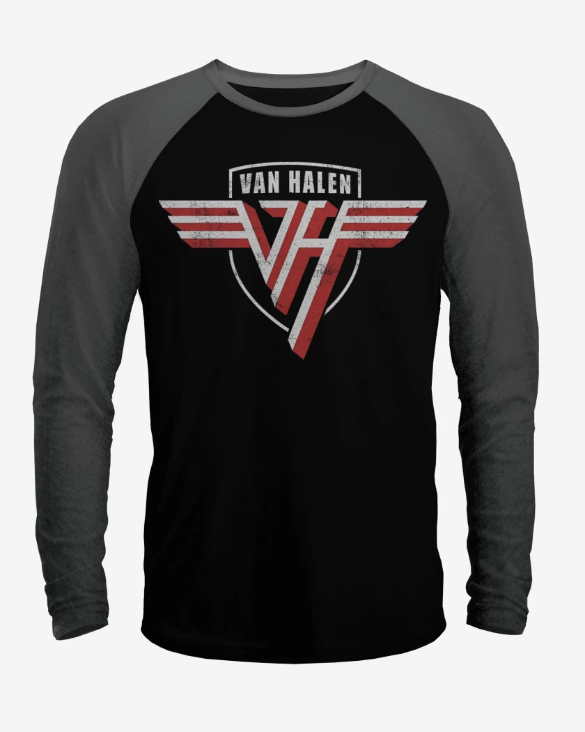 Polera Raglan Negro / Negro Heather de Van Halen Logo