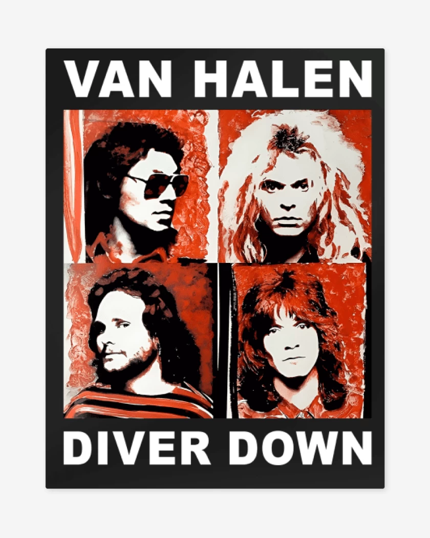 Print metalico Negro de Van Halen Diver Down
