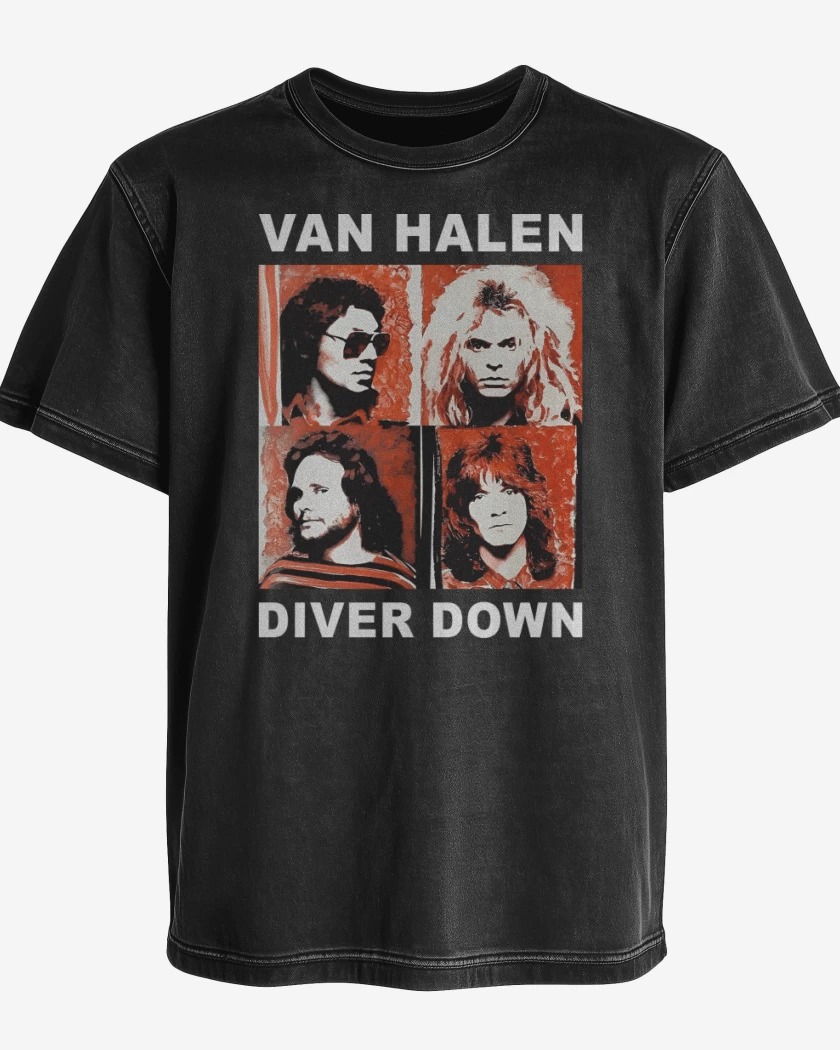 Polera desgastada Negro de Van Halen Diver Down