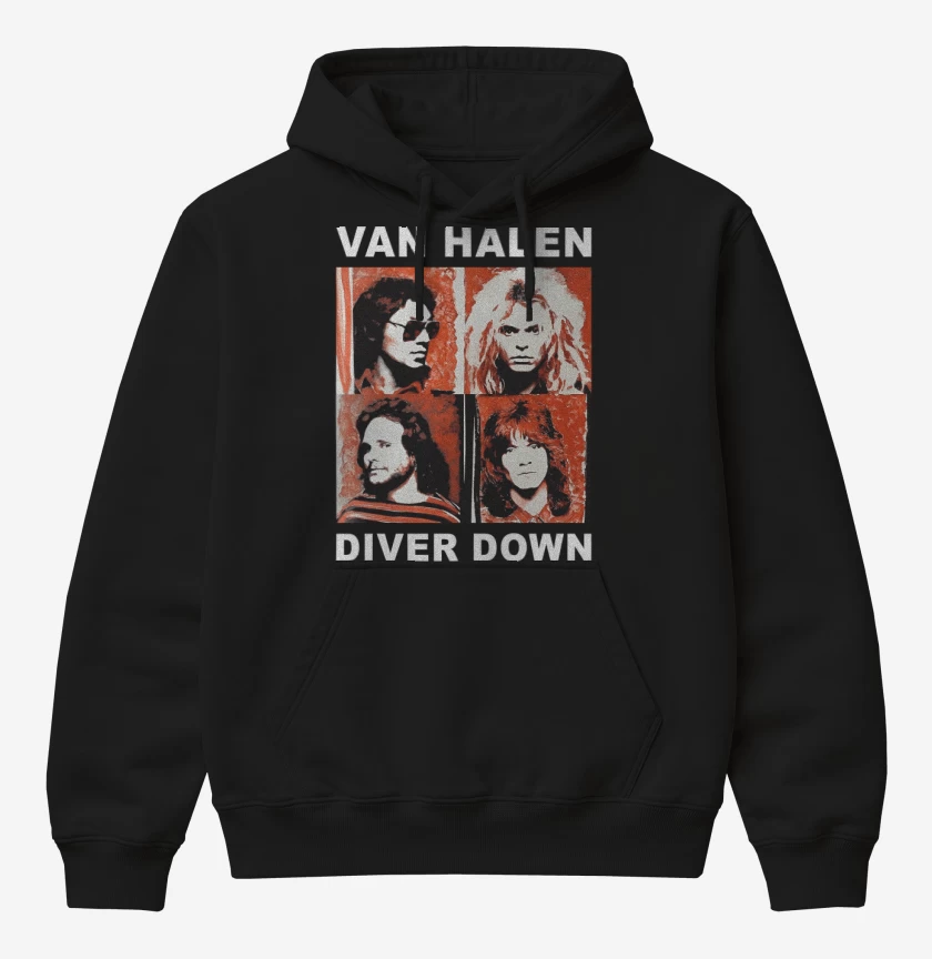Poleron Canguro básico Negro de Van Halen Diver Down