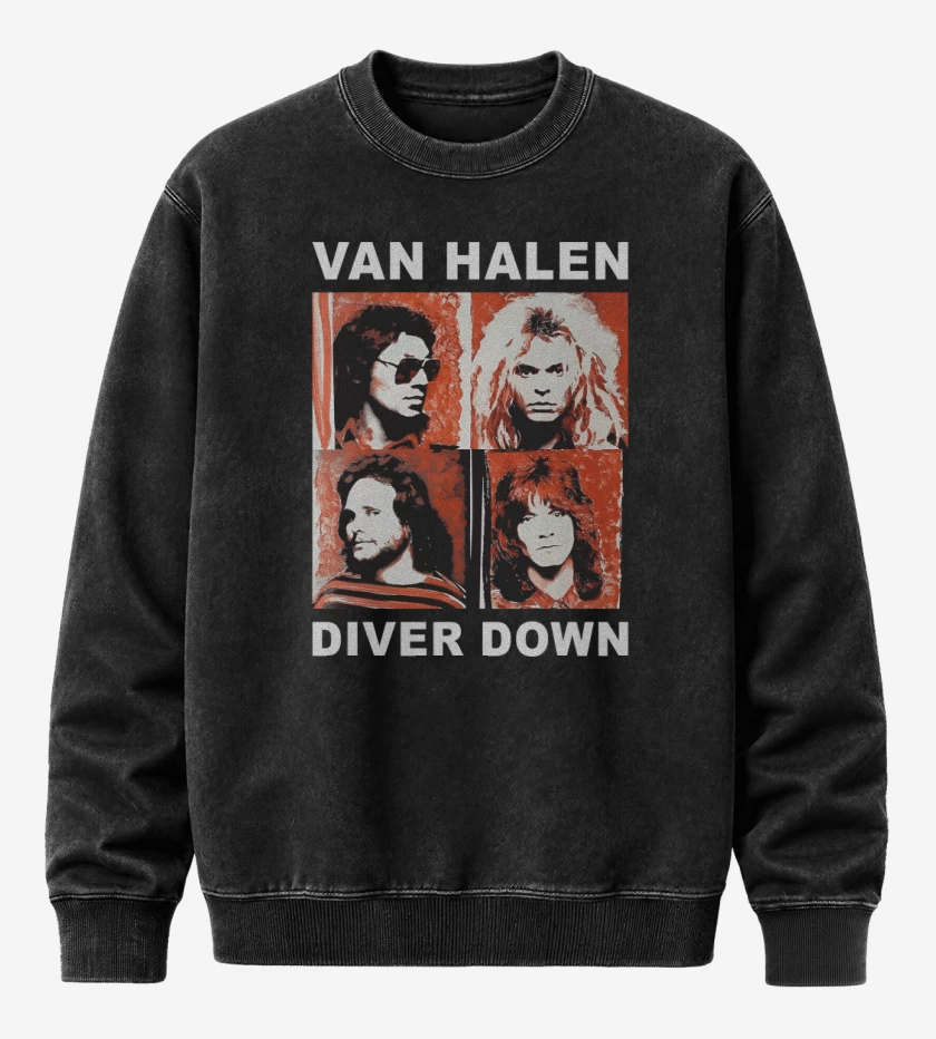 Poleron Polo Acid Wash Negro de Van Halen Diver Down