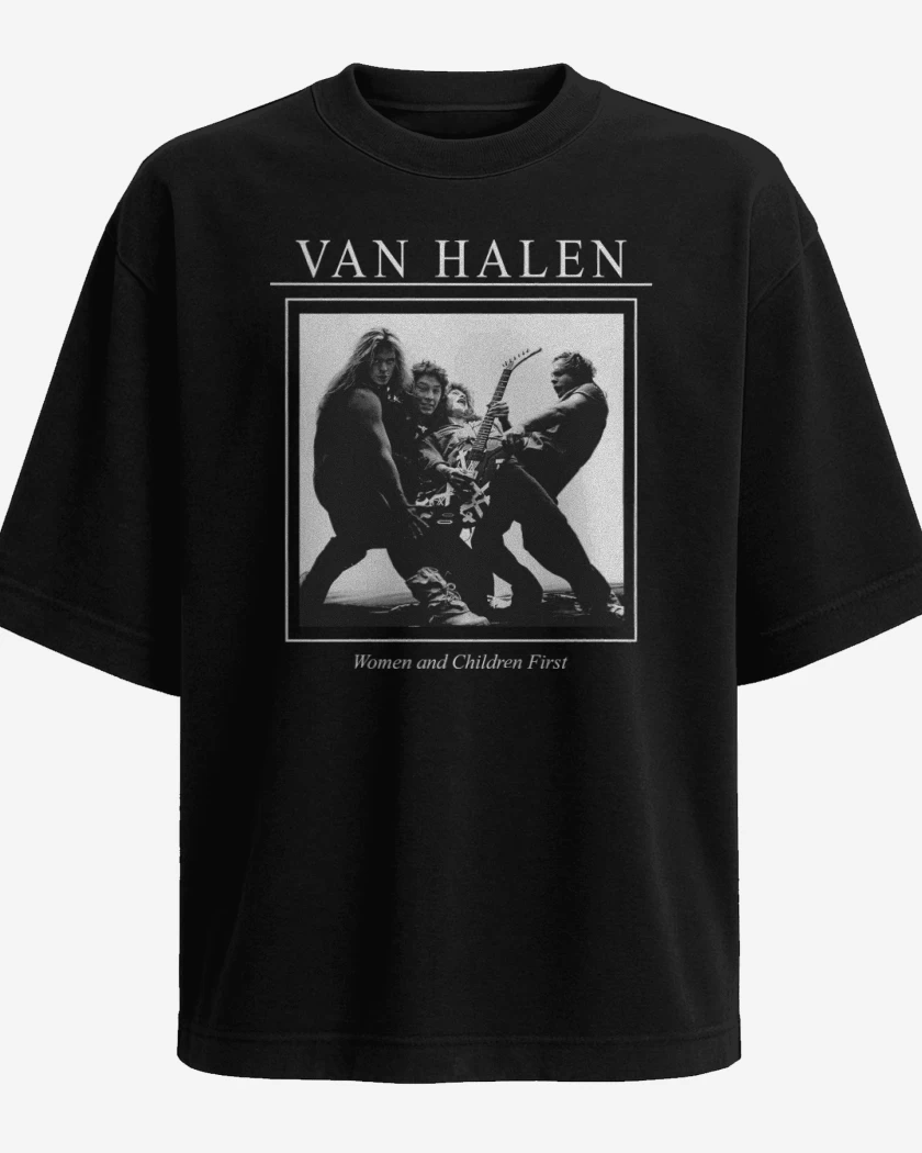 Polera Oversize Negro de Van Halen Women and Children