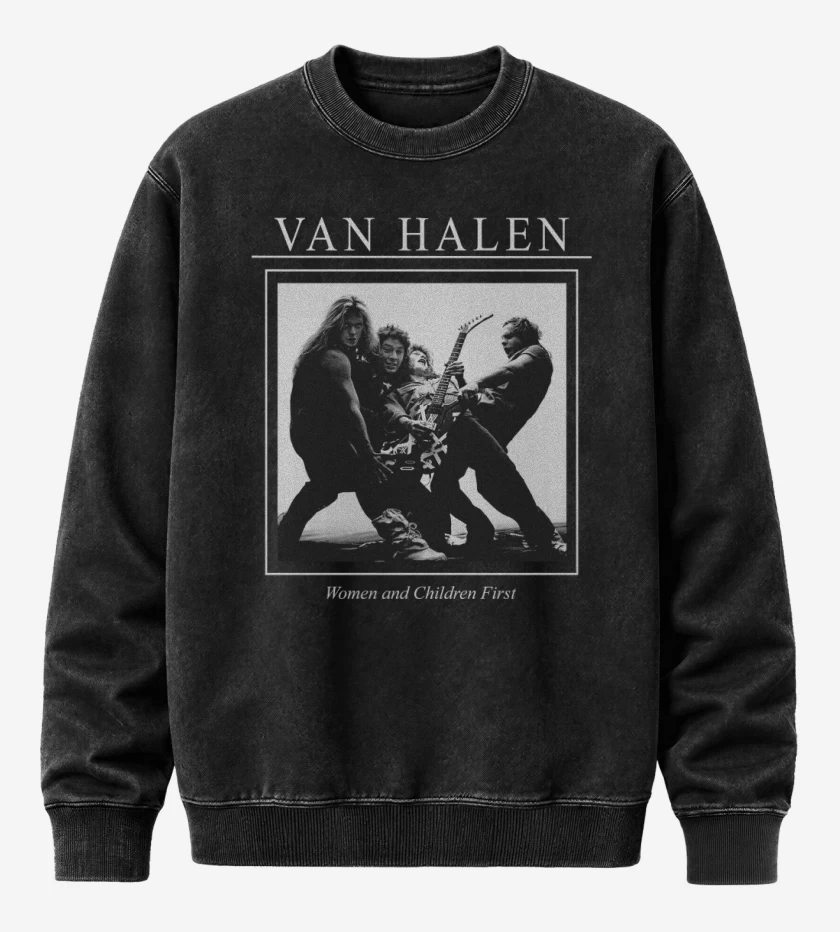 Poleron Polo Acid Wash Negro de Van Halen Women and Children