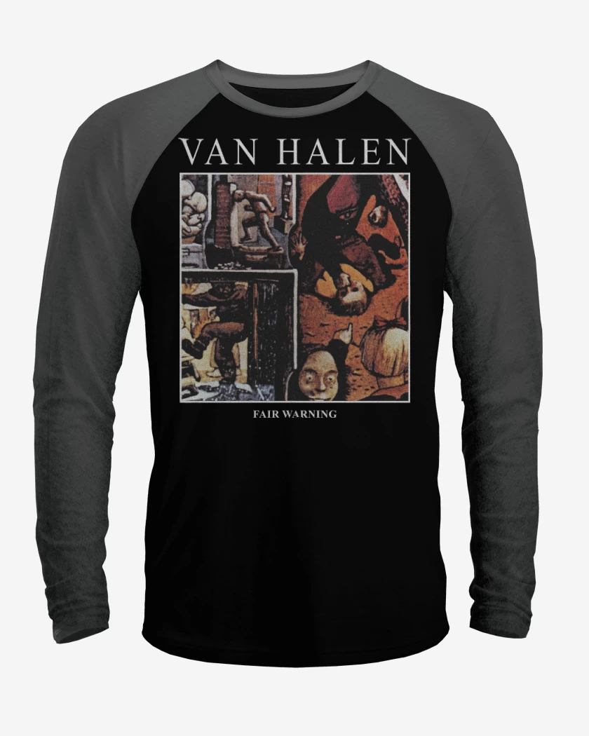 Polera Raglan Negro / Negro Heather de Van Halen Fair Warning