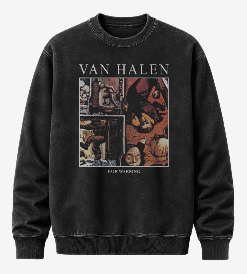 Poleron Polo Acid Wash Negro de Van Halen Fair Warning