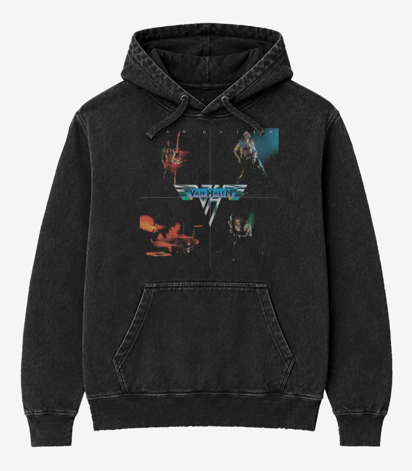 Poleron Canguro Acid Wash Negro de Van Halen I