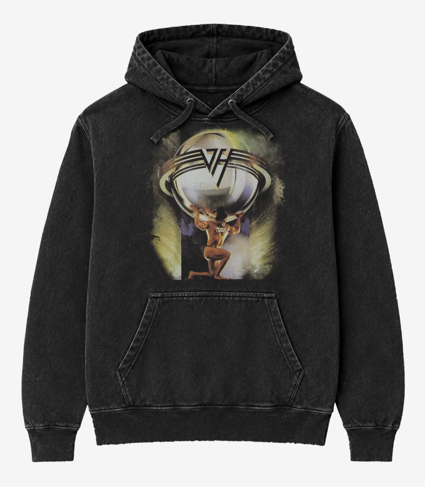 Poleron Canguro Acid Wash Negro de Van Halen 5150