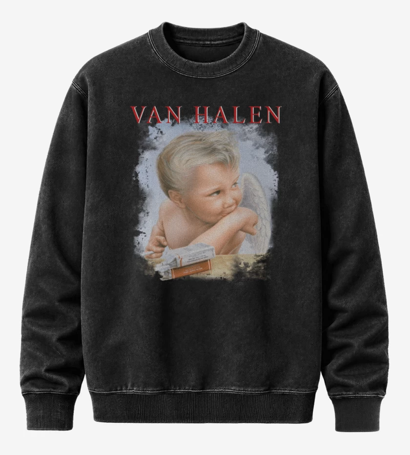 Poleron Polo Acid Wash Negro de Van Halen 1984 B