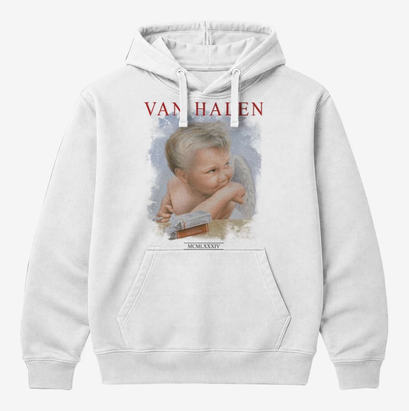 Polerón Canguro Blanco de Van Halen 1984 B