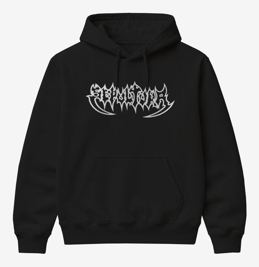Poleron Canguro básico Negro de Sepultura Logo