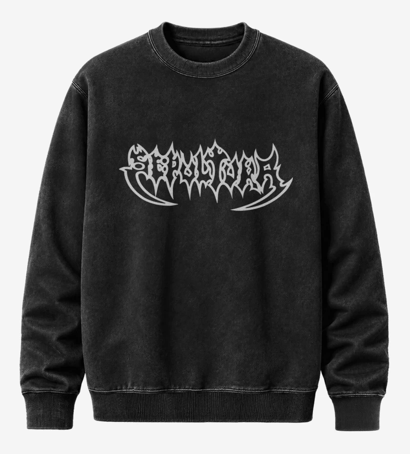 Poleron Polo Acid Wash Negro de Sepultura Logo