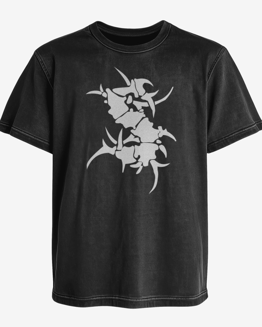 Polera desgastada Negro de S de Sepultura