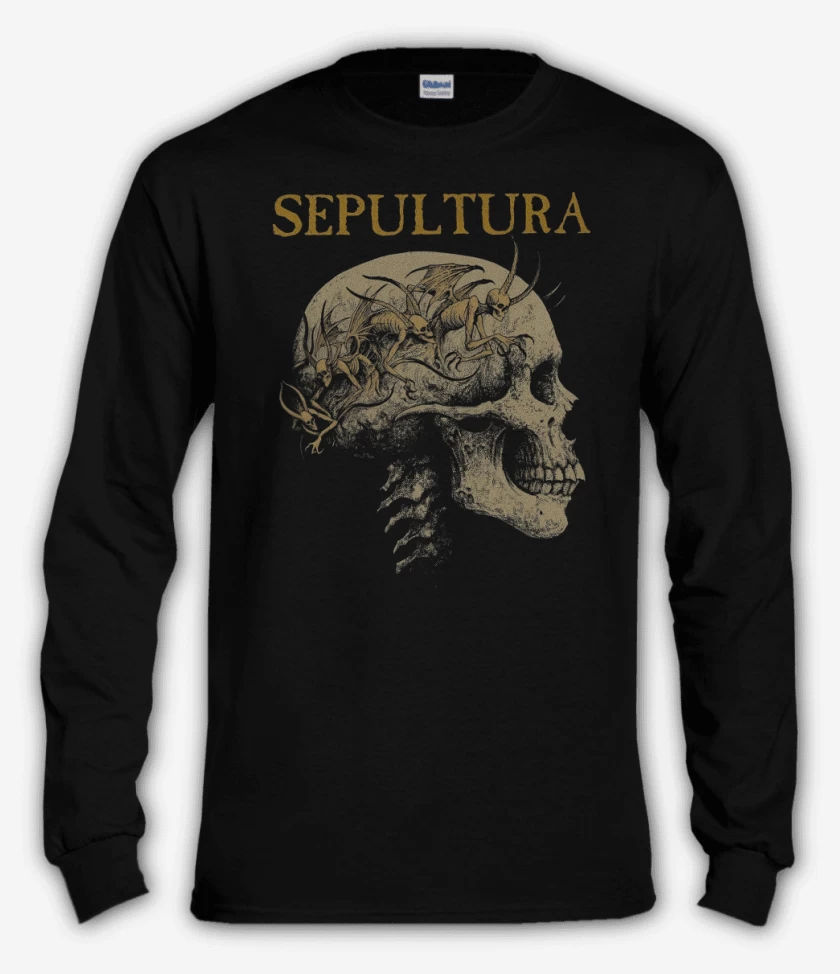 Polera manga larga Negro de Sepultura Calavera