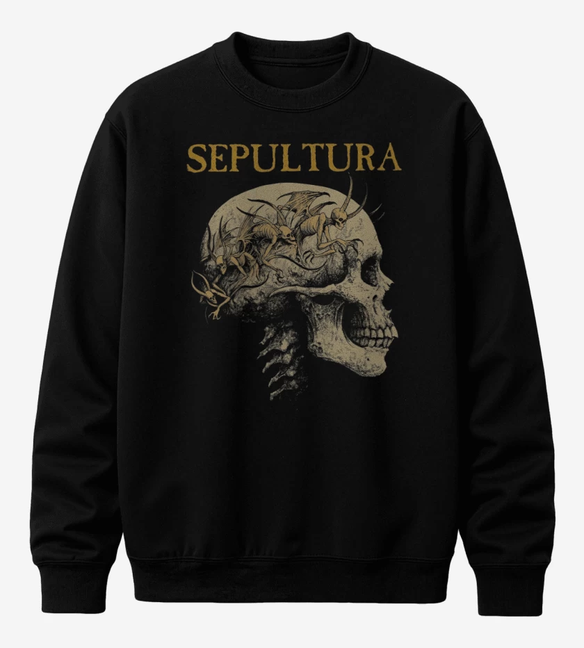 Poleron polo Negro de Sepultura Calavera