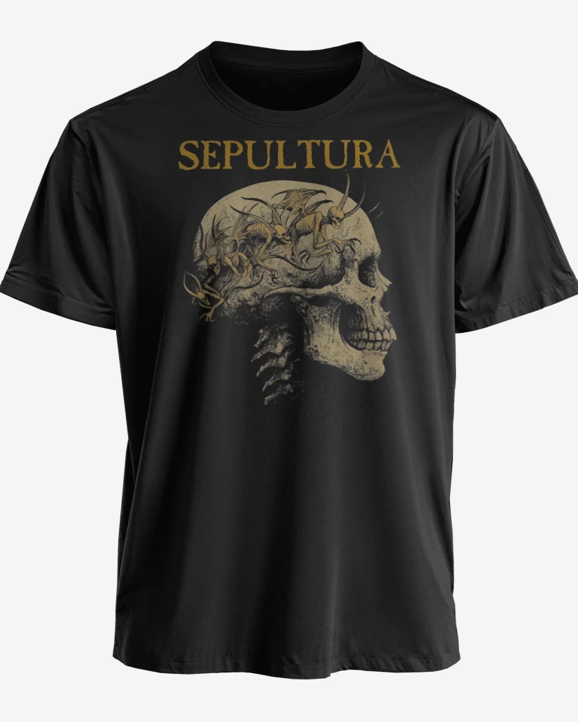 Polera premium Negro de Sepultura Calavera