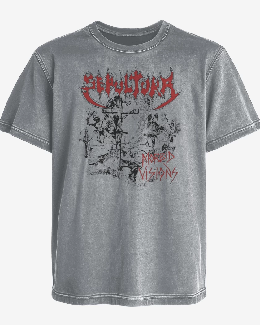 Polera desgastada Gris Melange de Sepultura Morbid