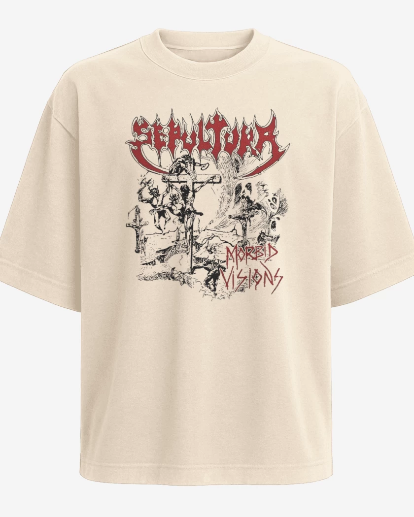 Polera Oversize Beige de Sepultura Morbid