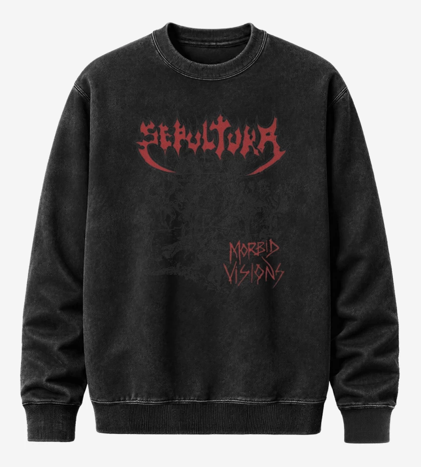 Poleron Polo Acid Wash Negro de Sepultura Morbid