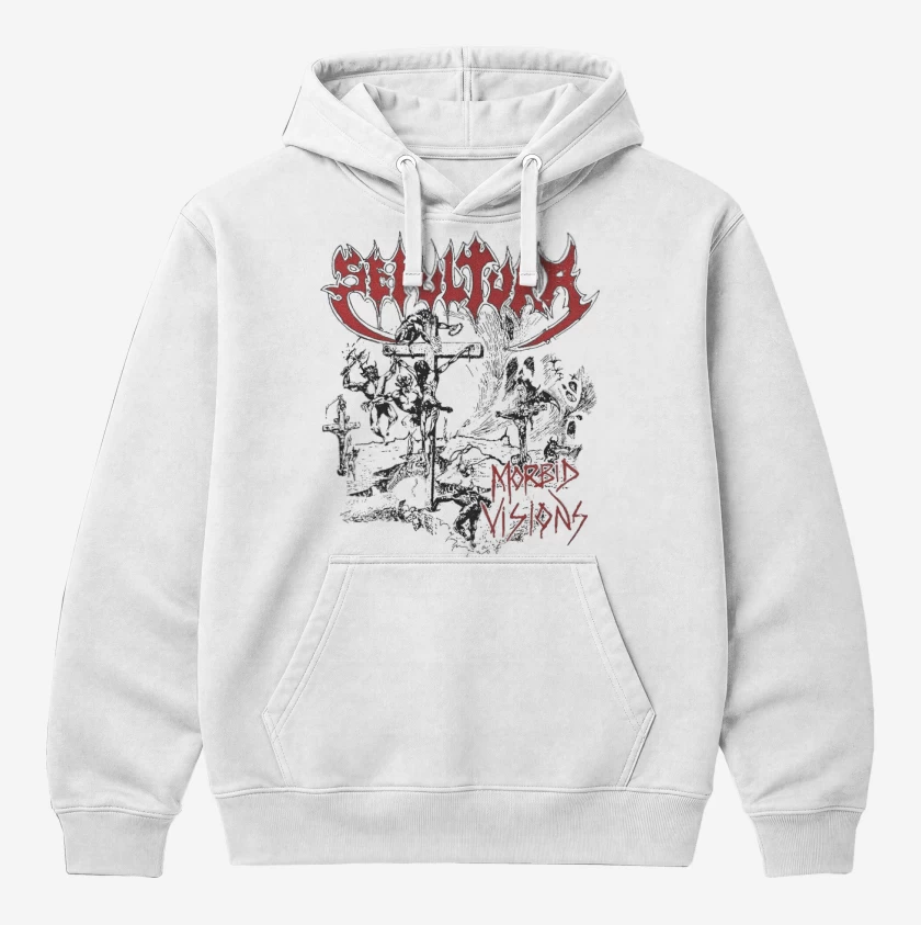 Polerón Canguro Blanco de Sepultura Morbid