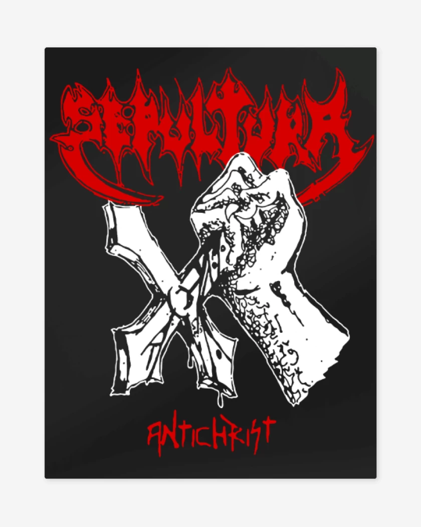 Print metalico Negro de Sepultura Antichrist