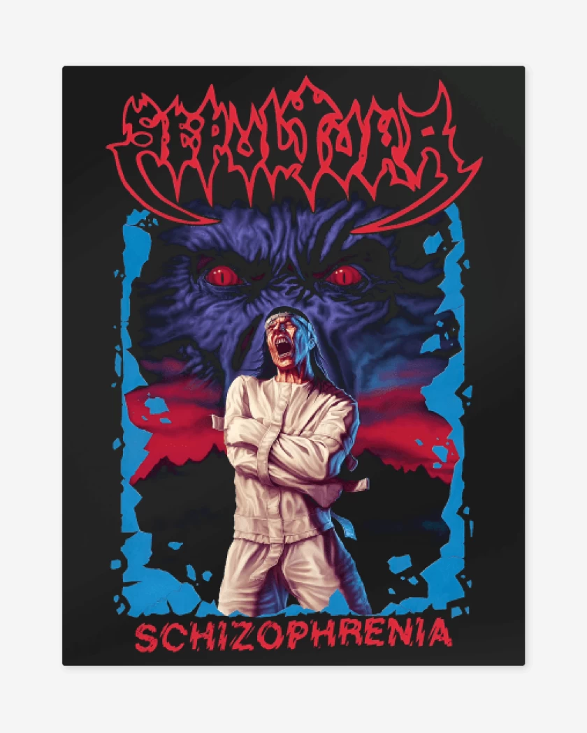 Print metalico Negro de Sepultura Schizo