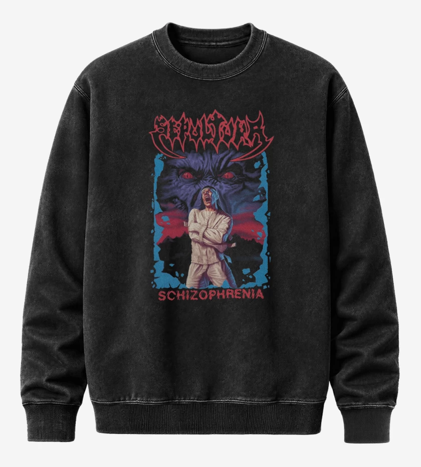 Poleron Polo Acid Wash Negro de Sepultura Schizo