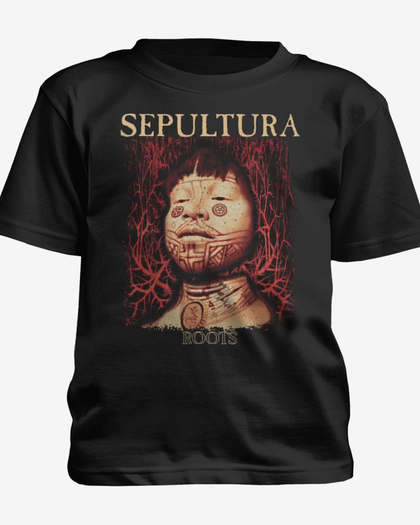 Polera de niño Negro de Sepultura Roots
