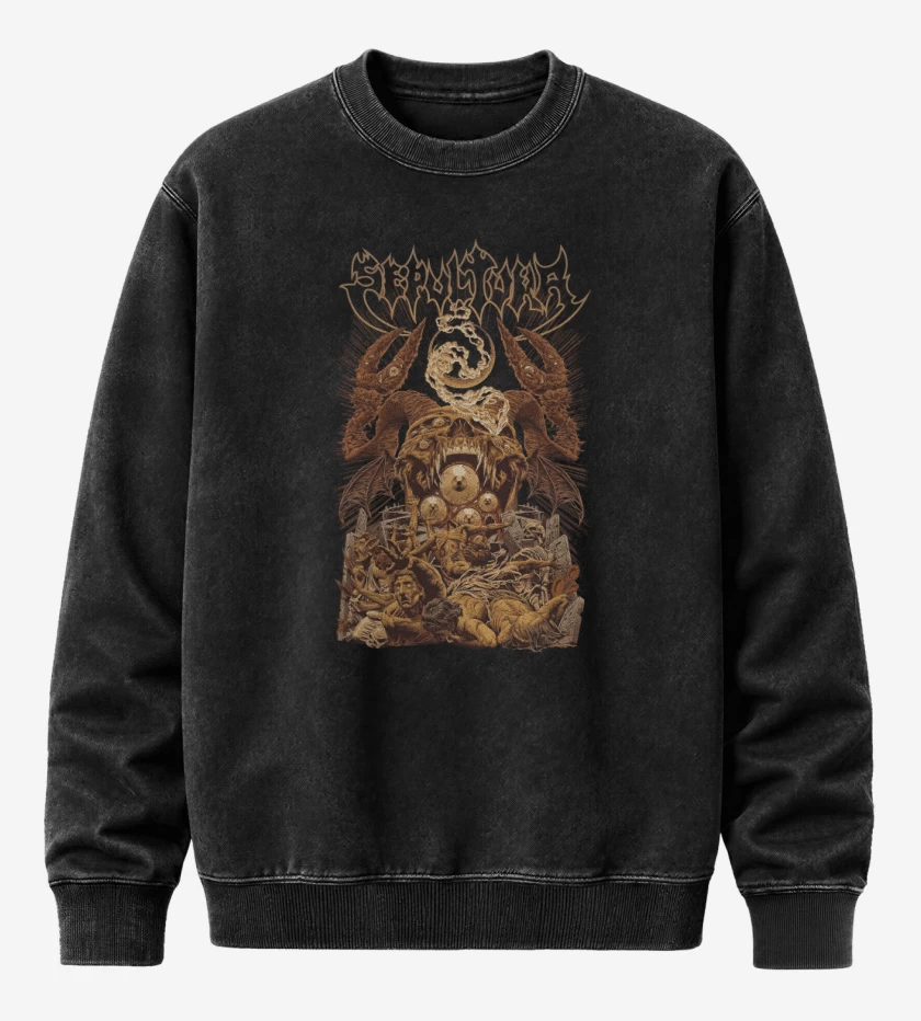 Poleron Polo Acid Wash Negro de Sepultura Arise v2